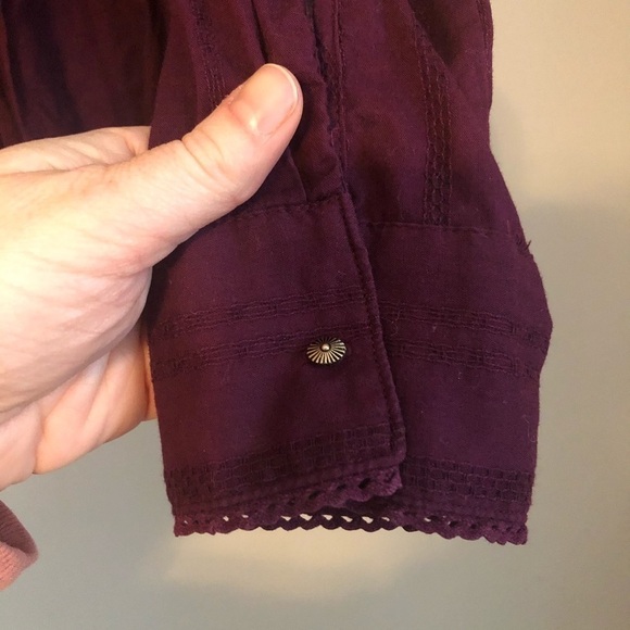 Anthropologie Maeve Burgandy Button Up Shirt Size Small - Picture 7 of 12